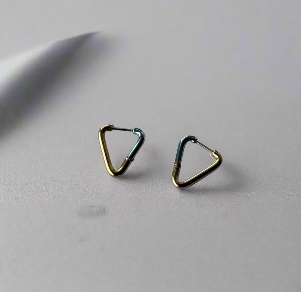 Trending Dual Tone Triangle Hoop Earrings