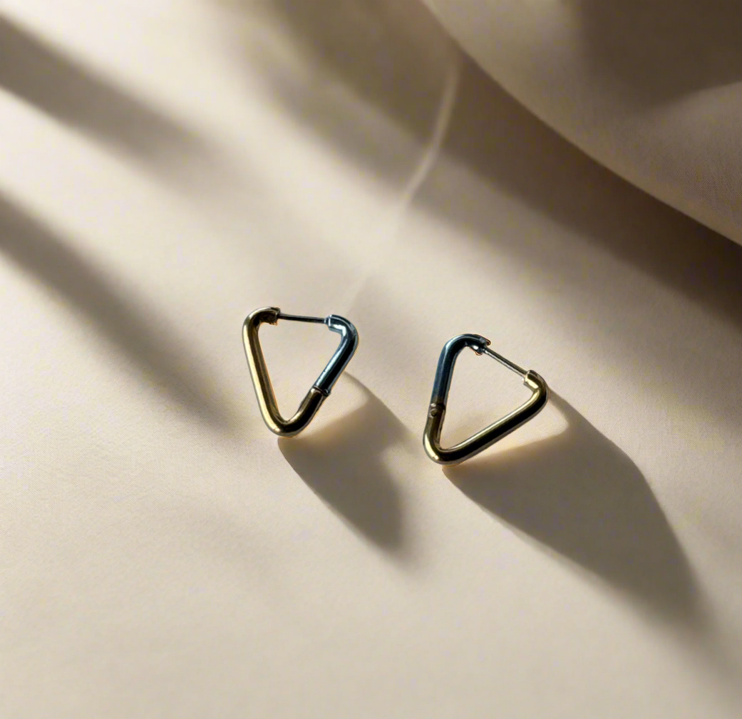 Trending Dual Tone Triangle Hoop Earrings