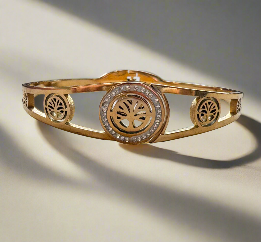 Living Tree Studded Golden Bracelet