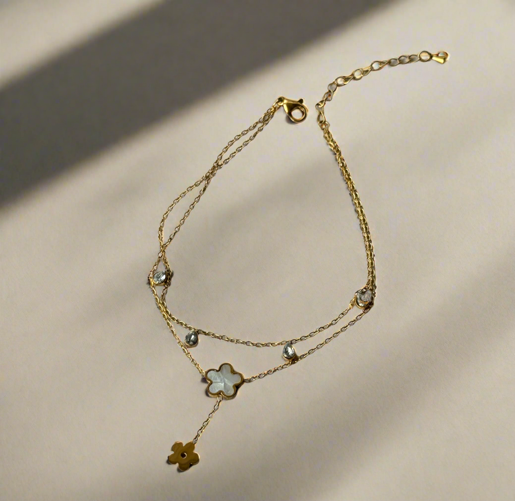 Trending Clover Double Chain Anklet