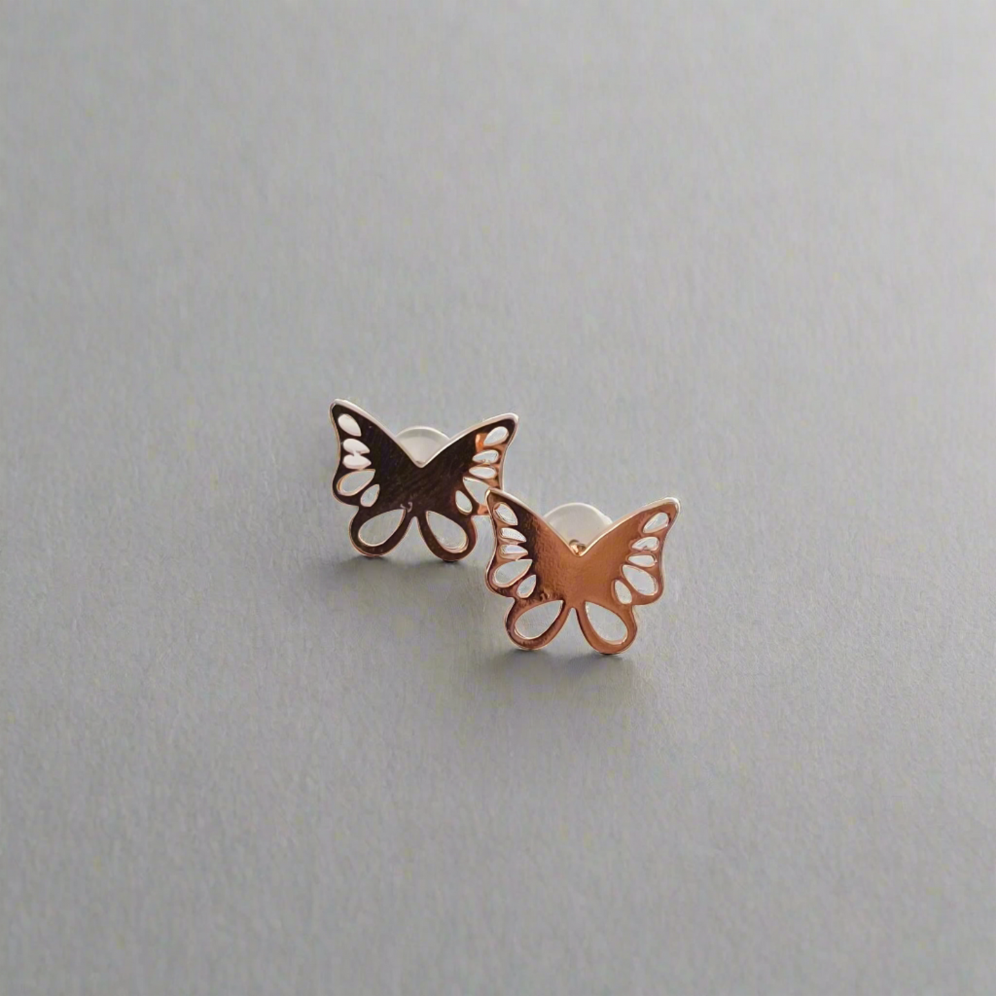 Small Rose Gold Butterfly Earrings