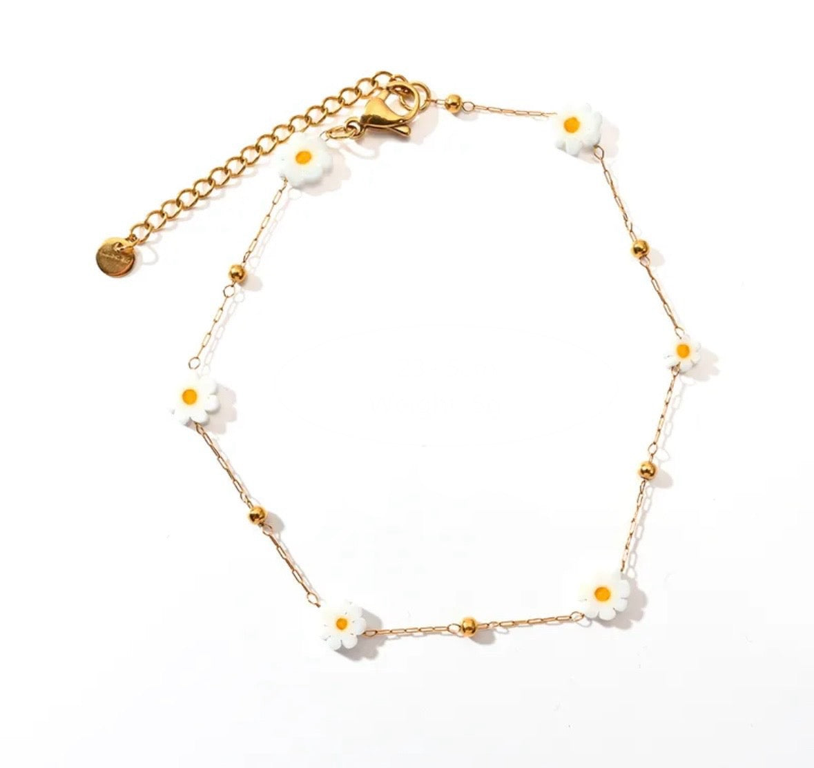 White Flowers Anklet