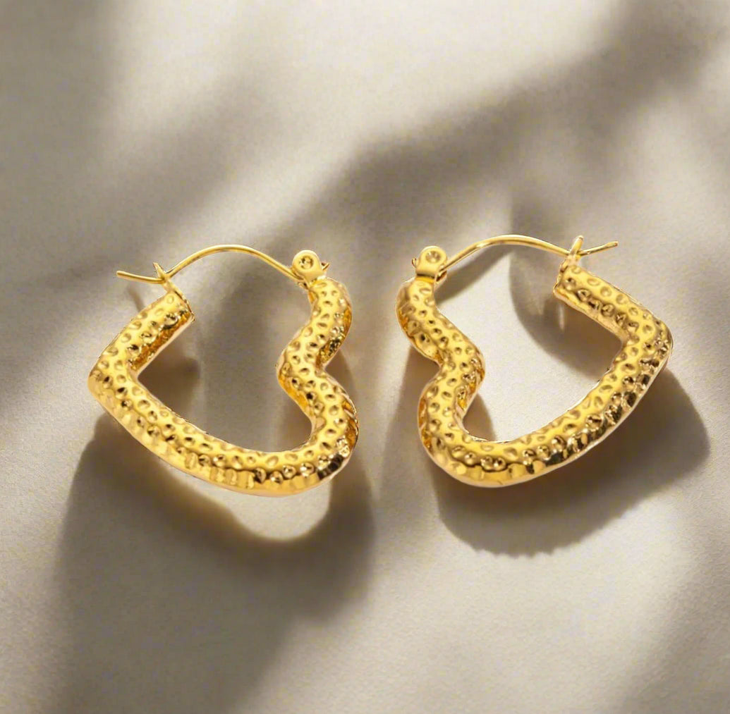 Gold Heart Hoop Earrings