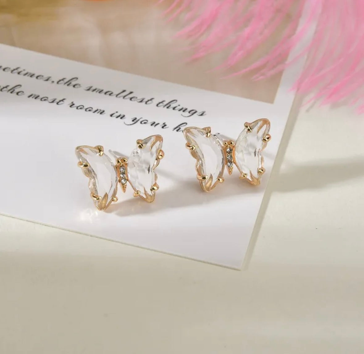 Clear Crystal Butterfly Earrings