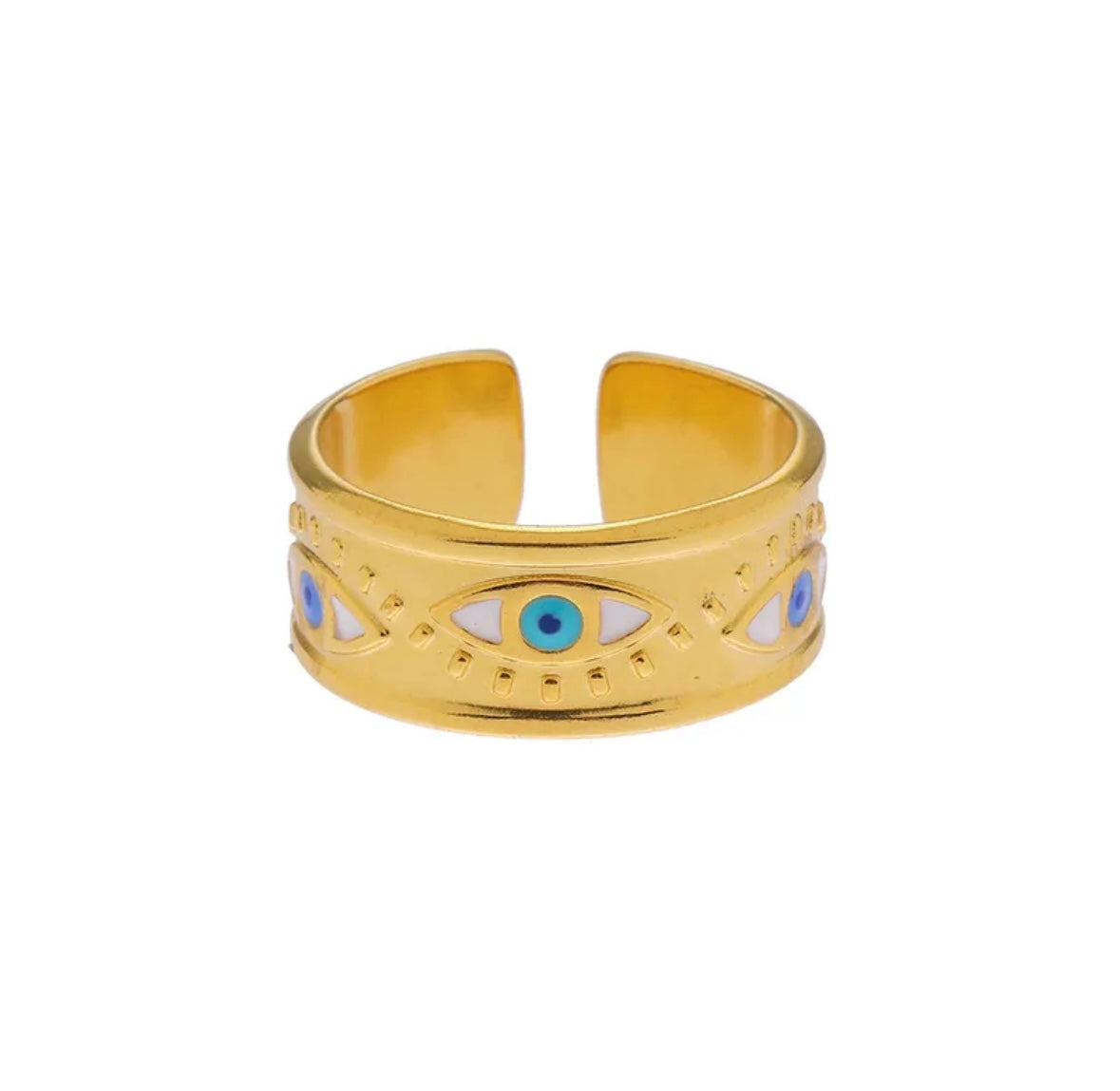 Evil Eye Adjustable Golden Ring