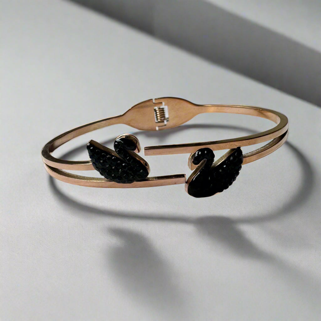 Rose Gold Black Swan Bracelet