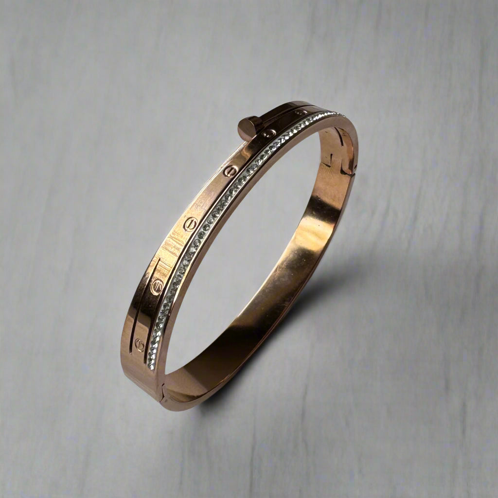 Rose Gold Studded Cartier Nail Bracelet