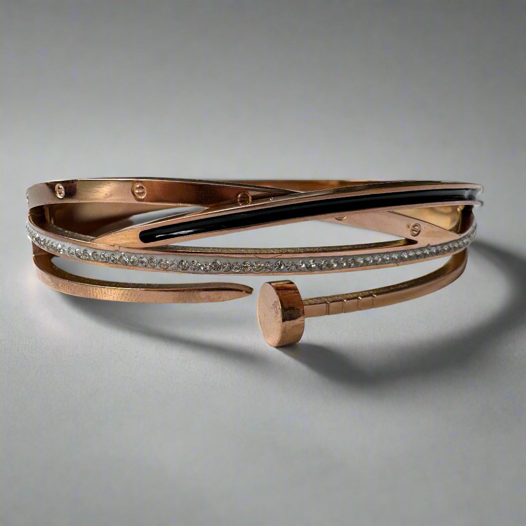 Broad Rose Gold Nail Bracelet