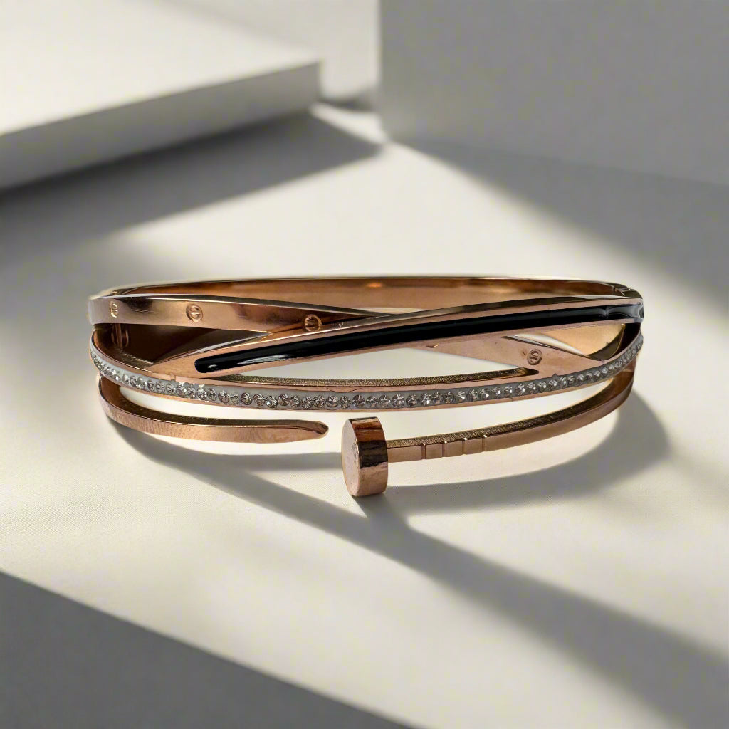 Broad Rose Gold Nail Bracelet