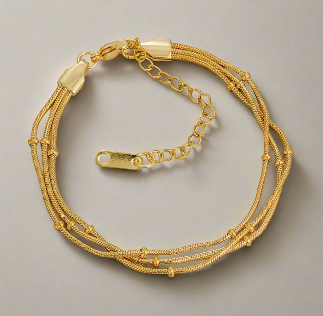 Princess Beaded Golden Chain Bracelet