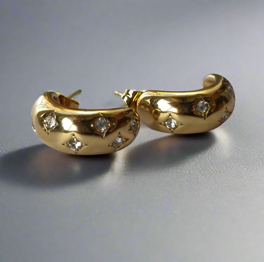 Studded Gold Hoop Earrings