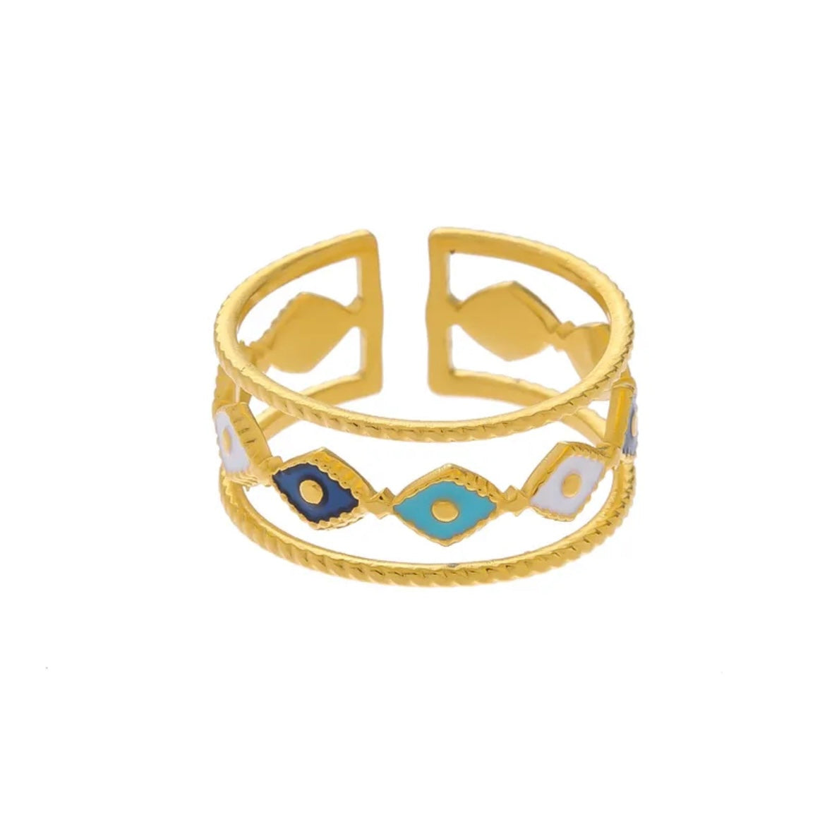 Designer Evil Eye Adjustable Ring