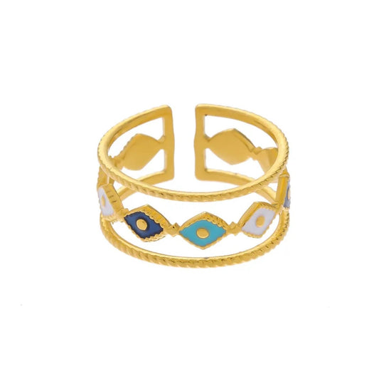 Designer Evil Eye Adjustable Ring