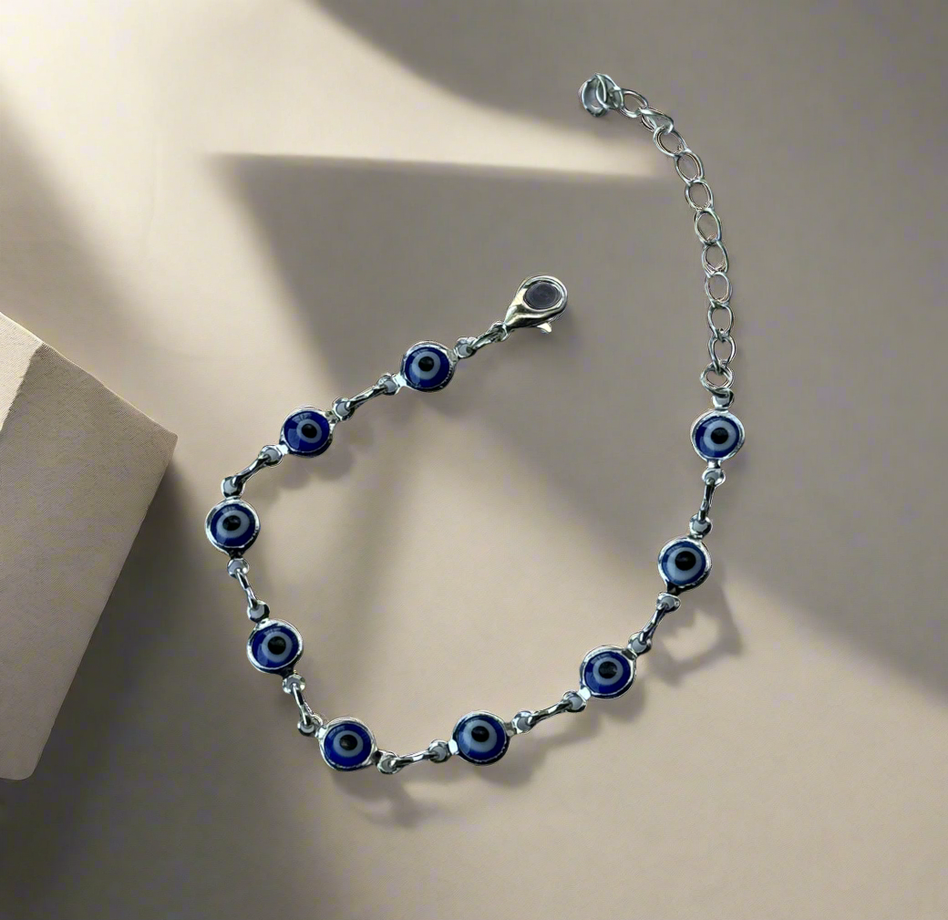 Evil Eye Silver Chain Bracelet