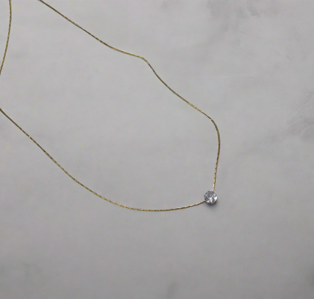 Minimal Diamond Stud Pendant Necklace