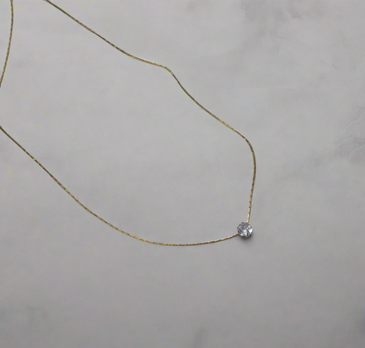 Minimal Diamond Stud Pendant Necklace