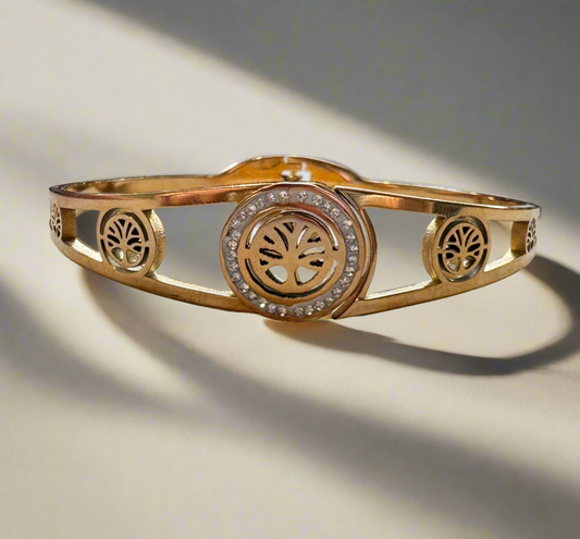 Living Tree Studded Golden Bracelet