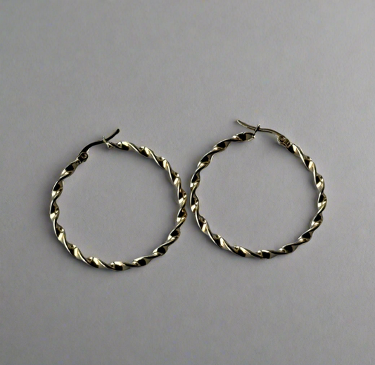 Twisted Designer Gold Hoop Earrings