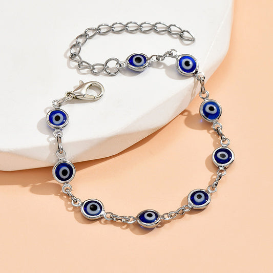 Evil Eye Silver Chain Bracelet