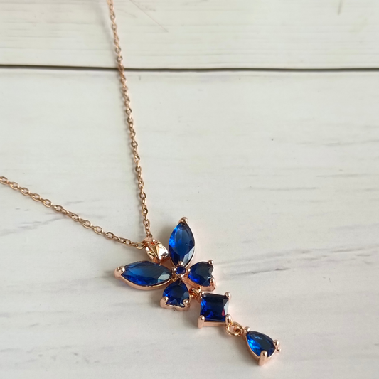 Blue Stoned Butterfly Necklace