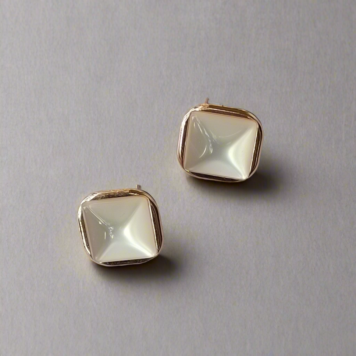 White Marble Studded  Statement Earrings