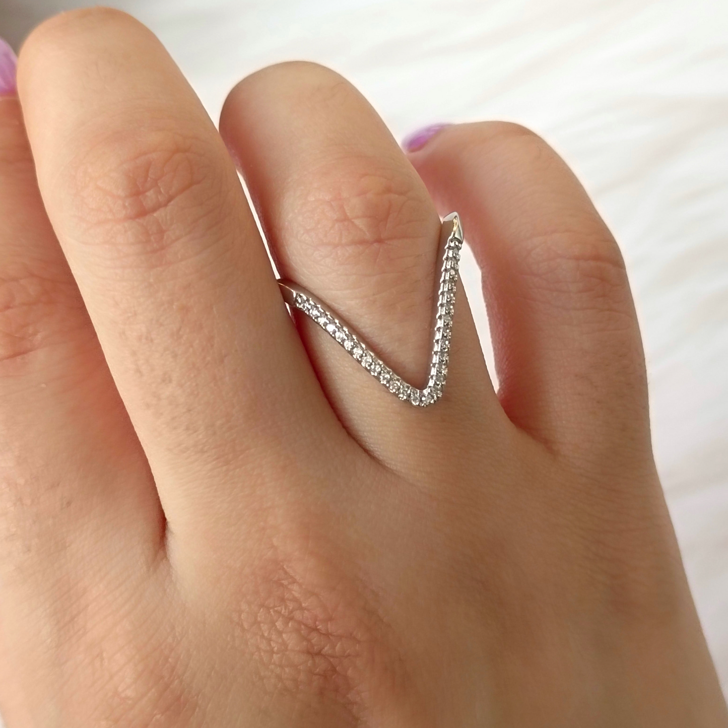 v- Shaped Studded Silver Ring