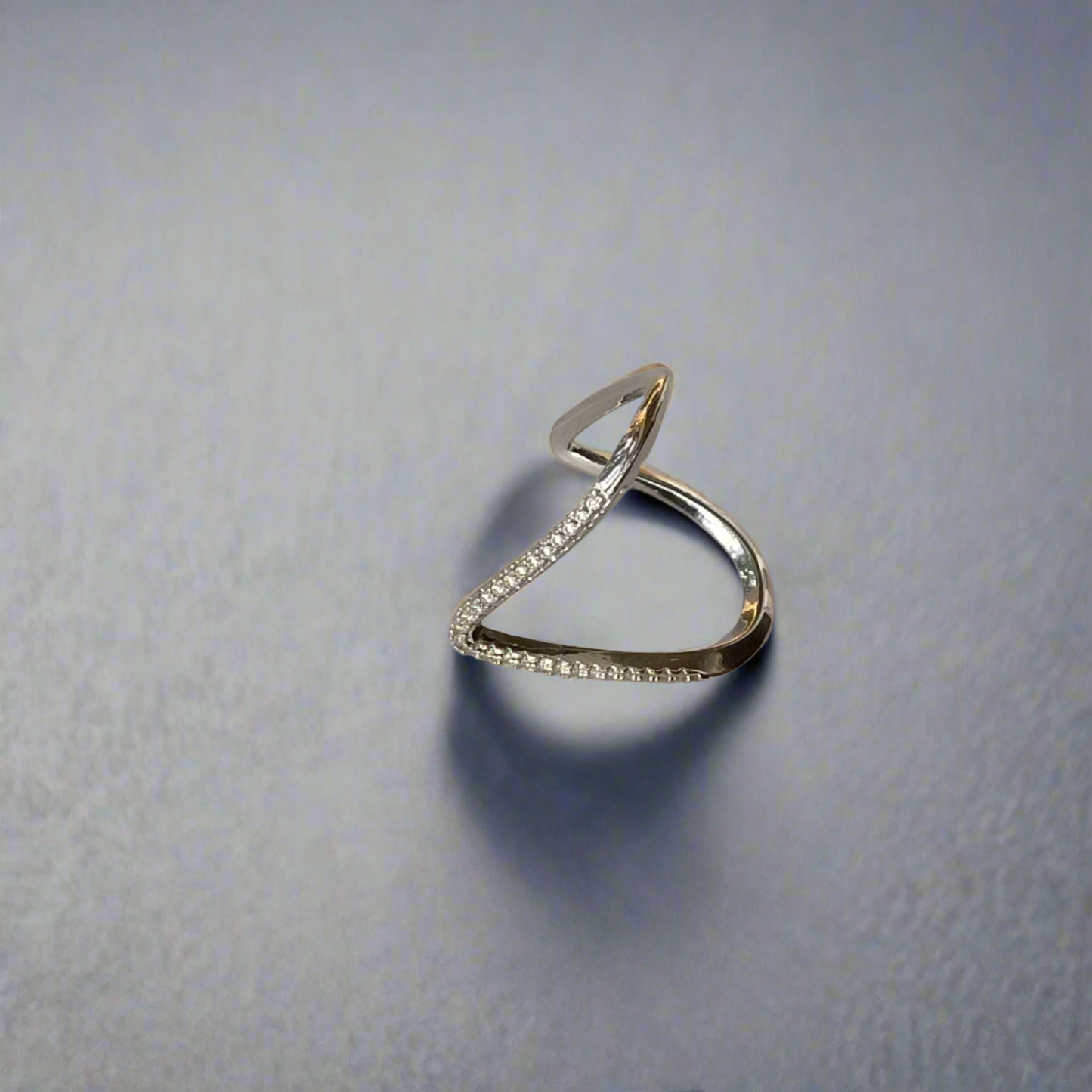 v- Shaped Studded Silver Ring