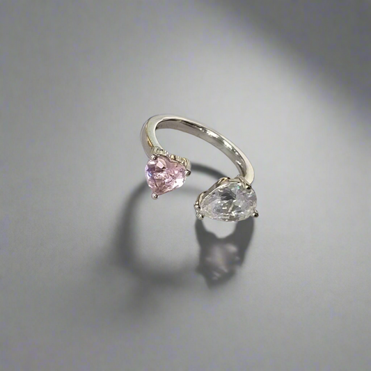 Pink & White Diamond Studded Designer Ring