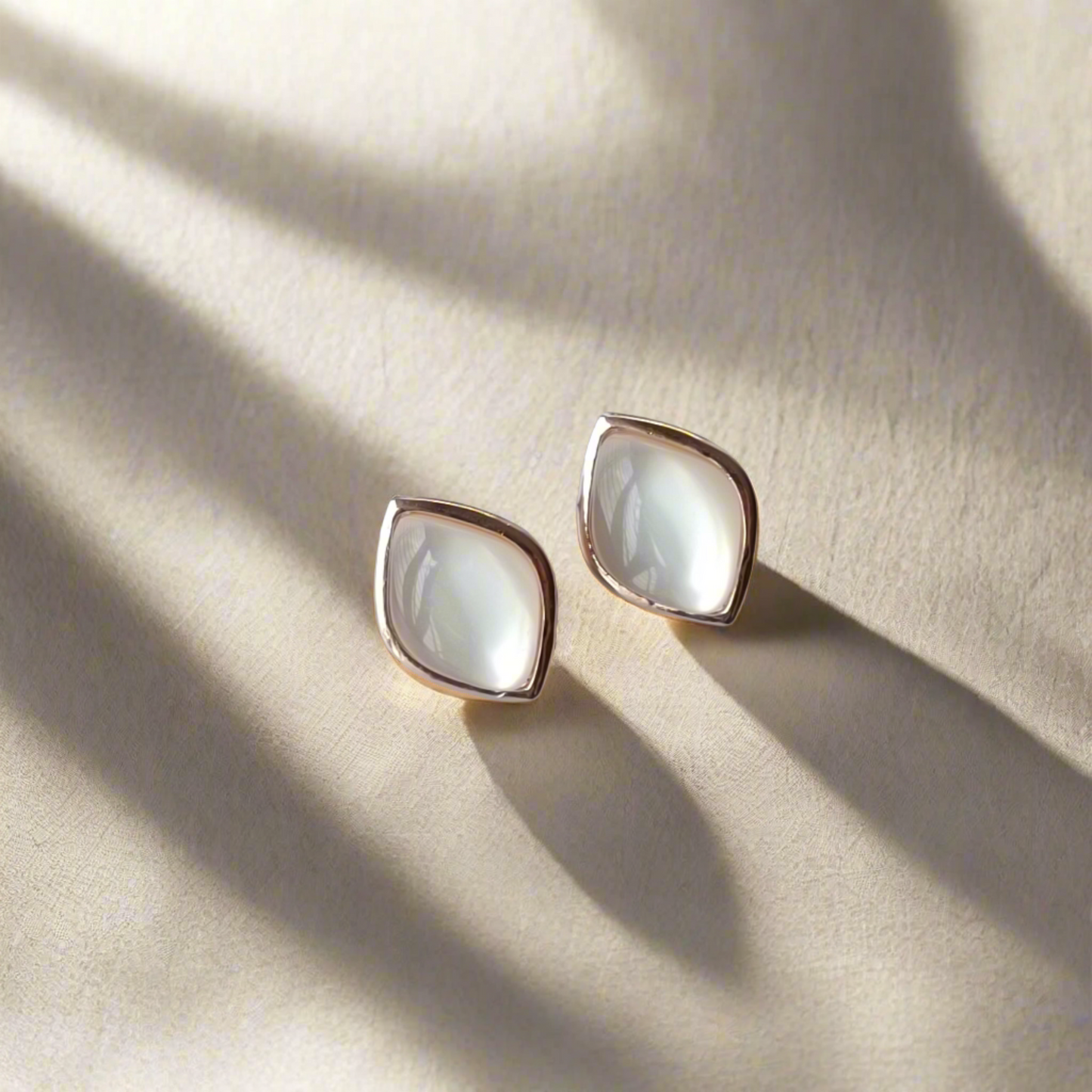 White Marble Studded  Statement Earrings