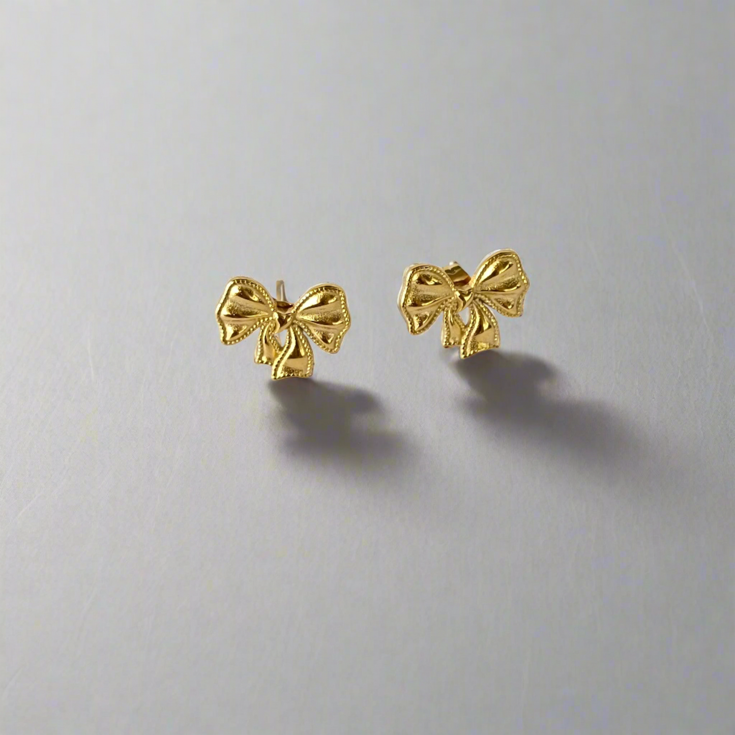 Bow Shaped Anti Tarnish Gold Earrings