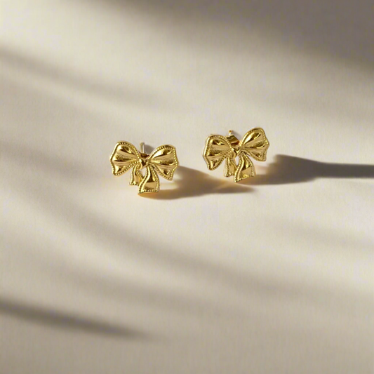 Bow Shaped Anti Tarnish Gold Earrings