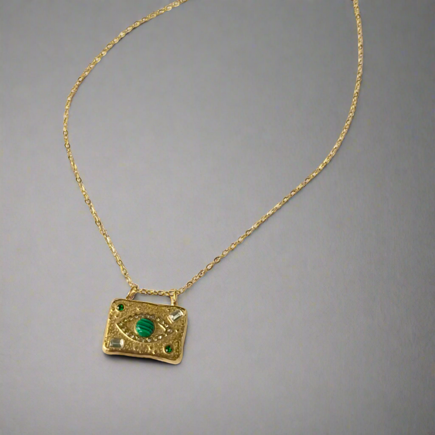 Evil Eye Studded Talisman Pendant Necklace