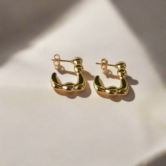 Asymmetric Square Gold Hoop Earrings