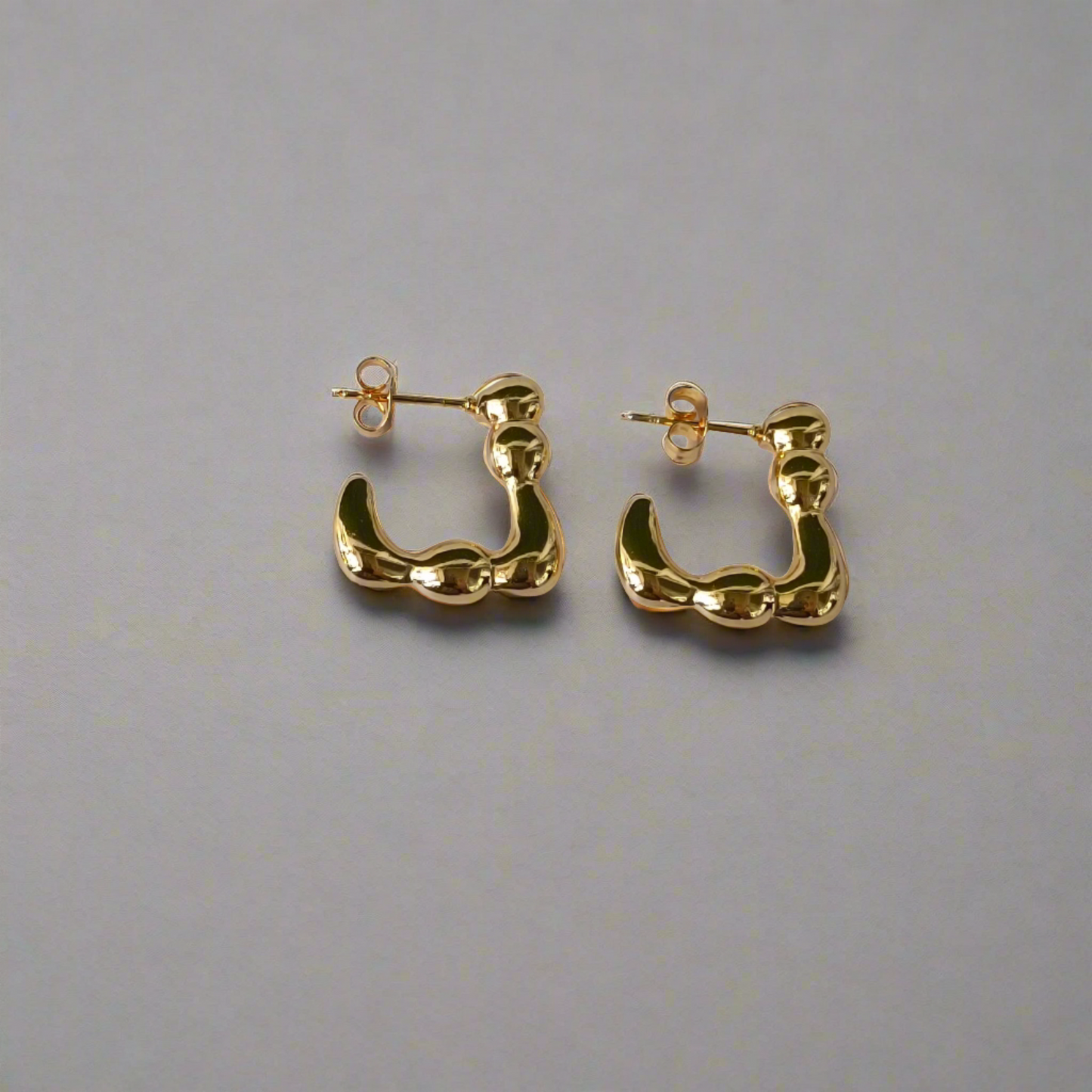 Asymmetric Square Gold Hoop Earrings