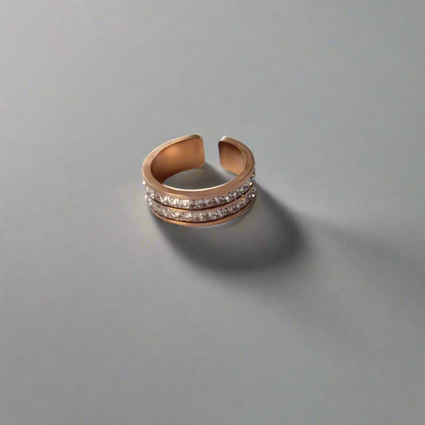 Studded Rose Gold Adjustable Ring