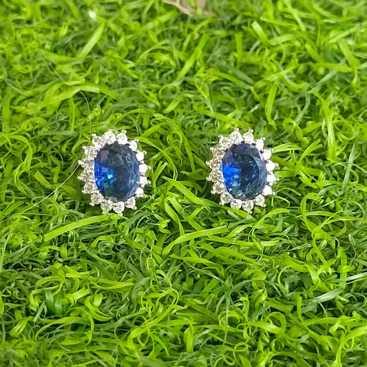 Blue Stone Diamond Studs