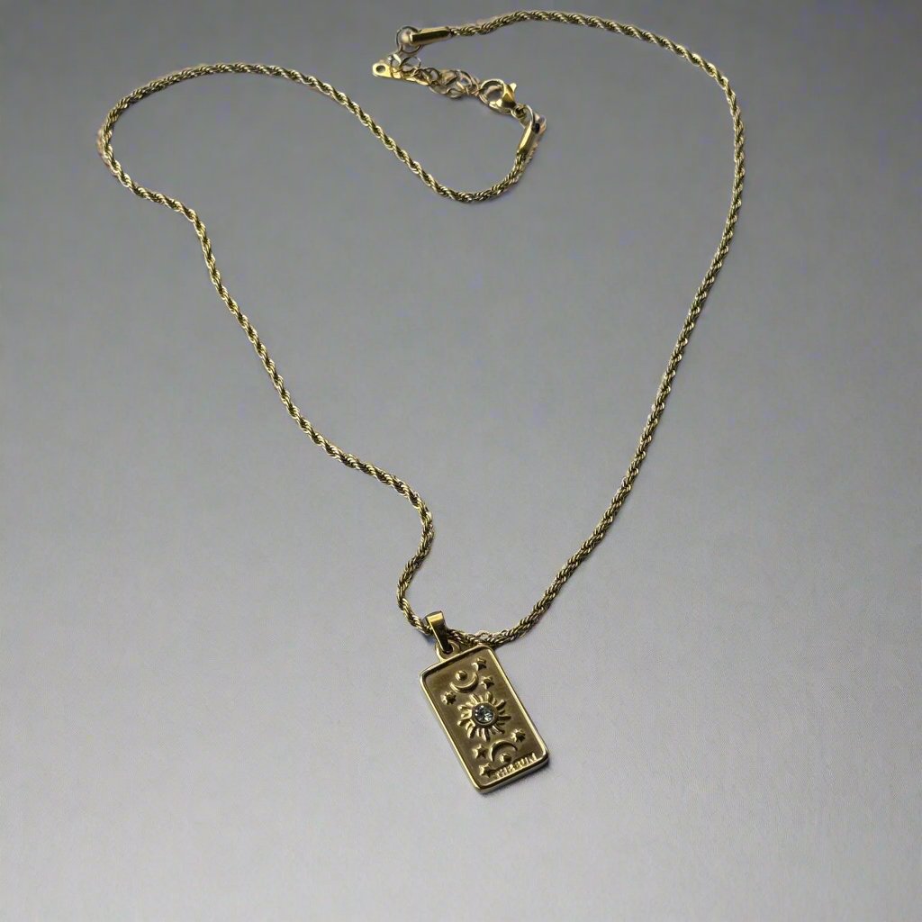 Gold Sun Pendant with Designer Chain Necklace