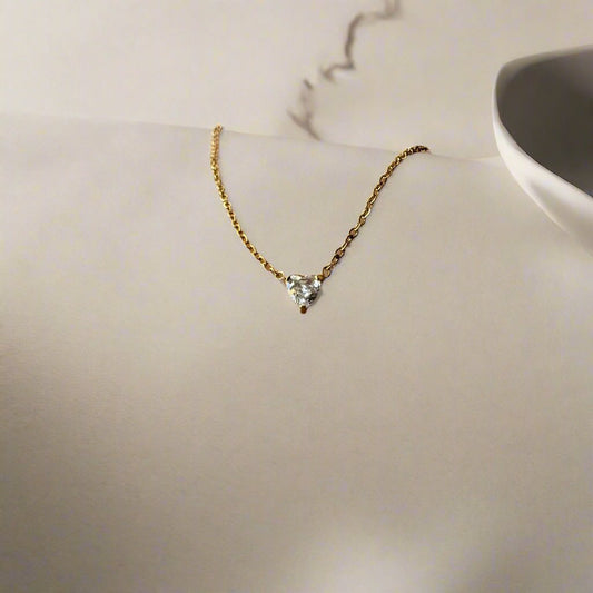 Minimal Heart Diamond Pendant Necklace