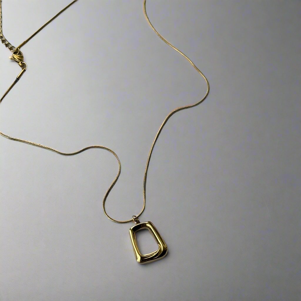 Abstract Rectangular Pendant Necklace