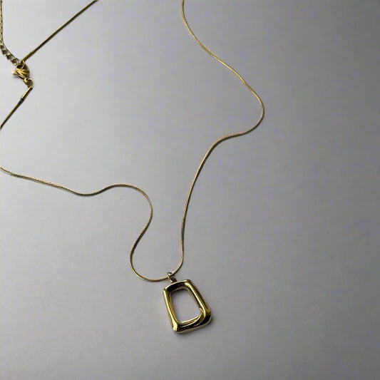 Abstract Rectangular Pendant Necklace