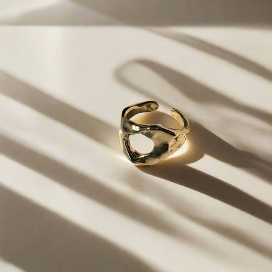 Abstract Circular Gold Ring