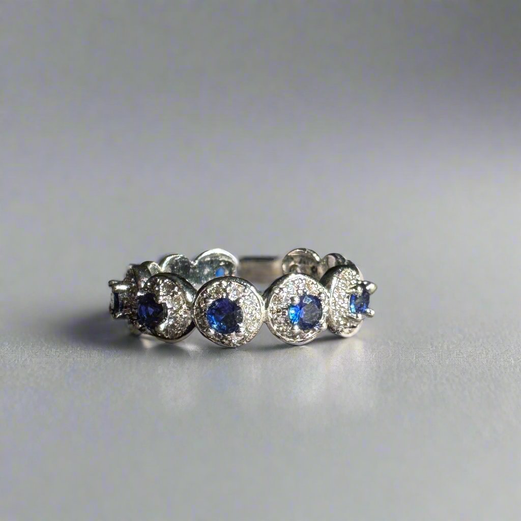 Blue Stone Studded Diamond Ring