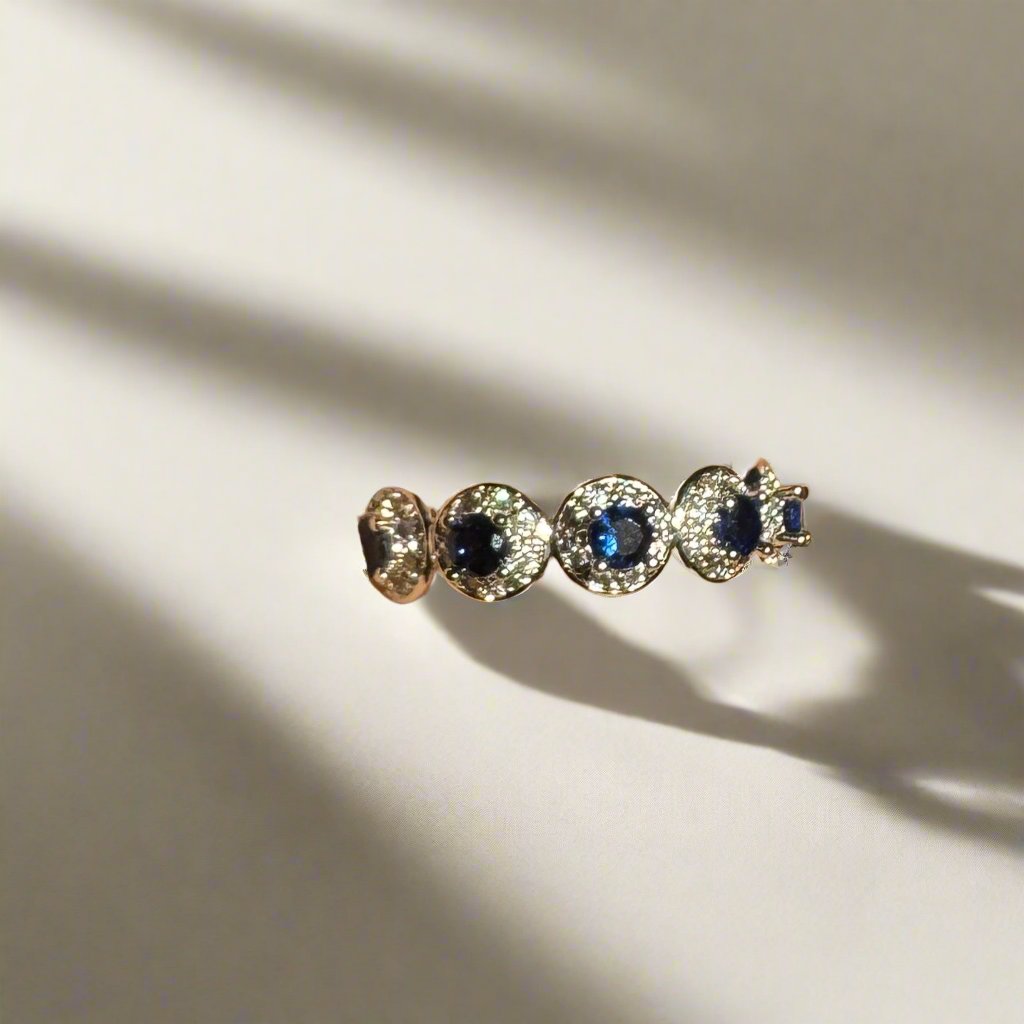 Blue Stone Studded Diamond Ring