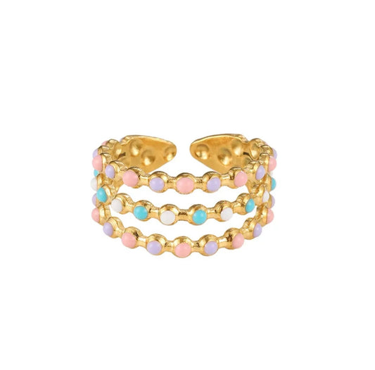 Pink Purple Beaded Ring