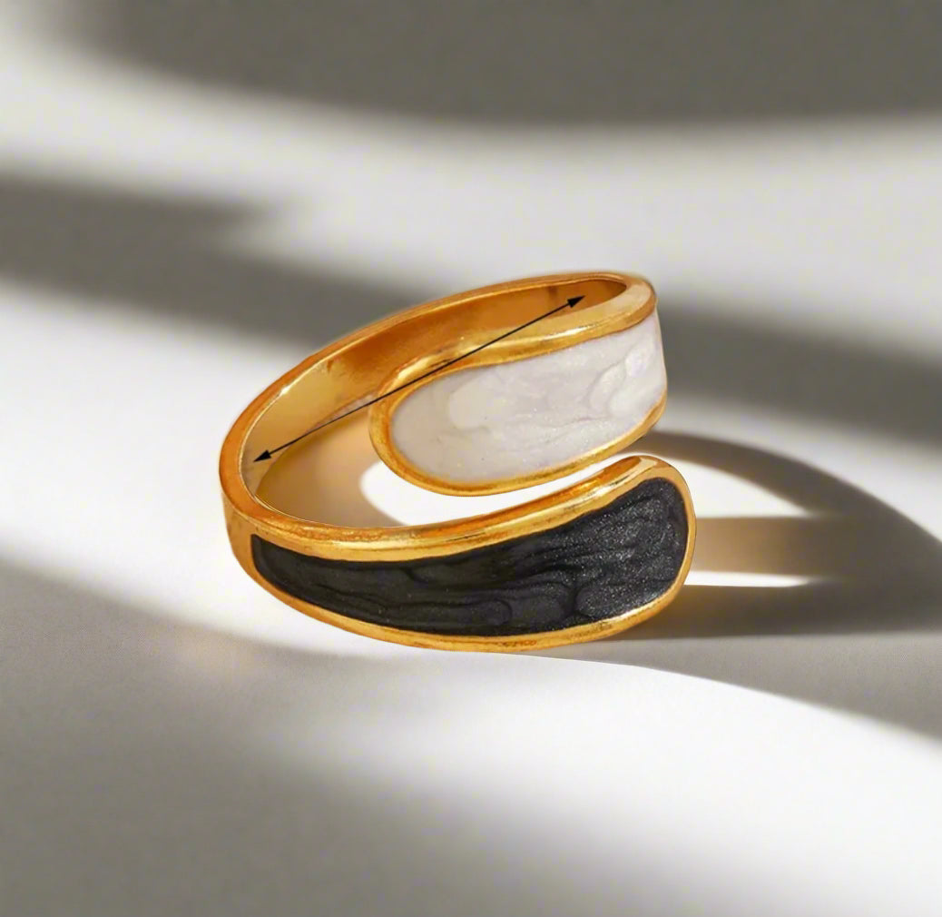 White & Black Spiral Ring