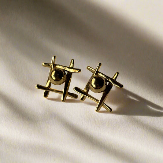 Criss Cross Gold Stud Earring