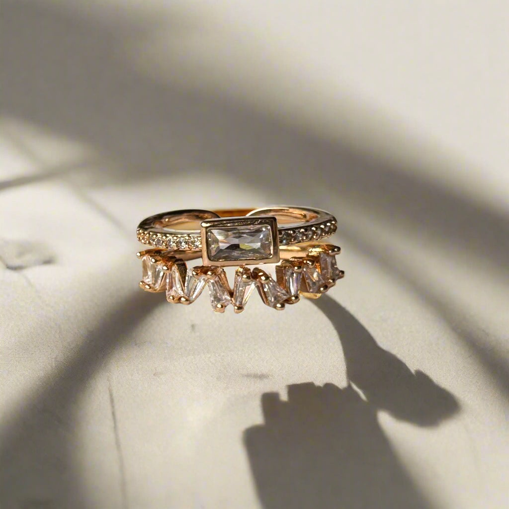 Designer White Stone Brackets Adjustable Ring