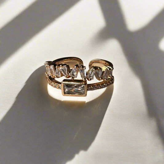 Designer White Stone Brackets Adjustable Ring