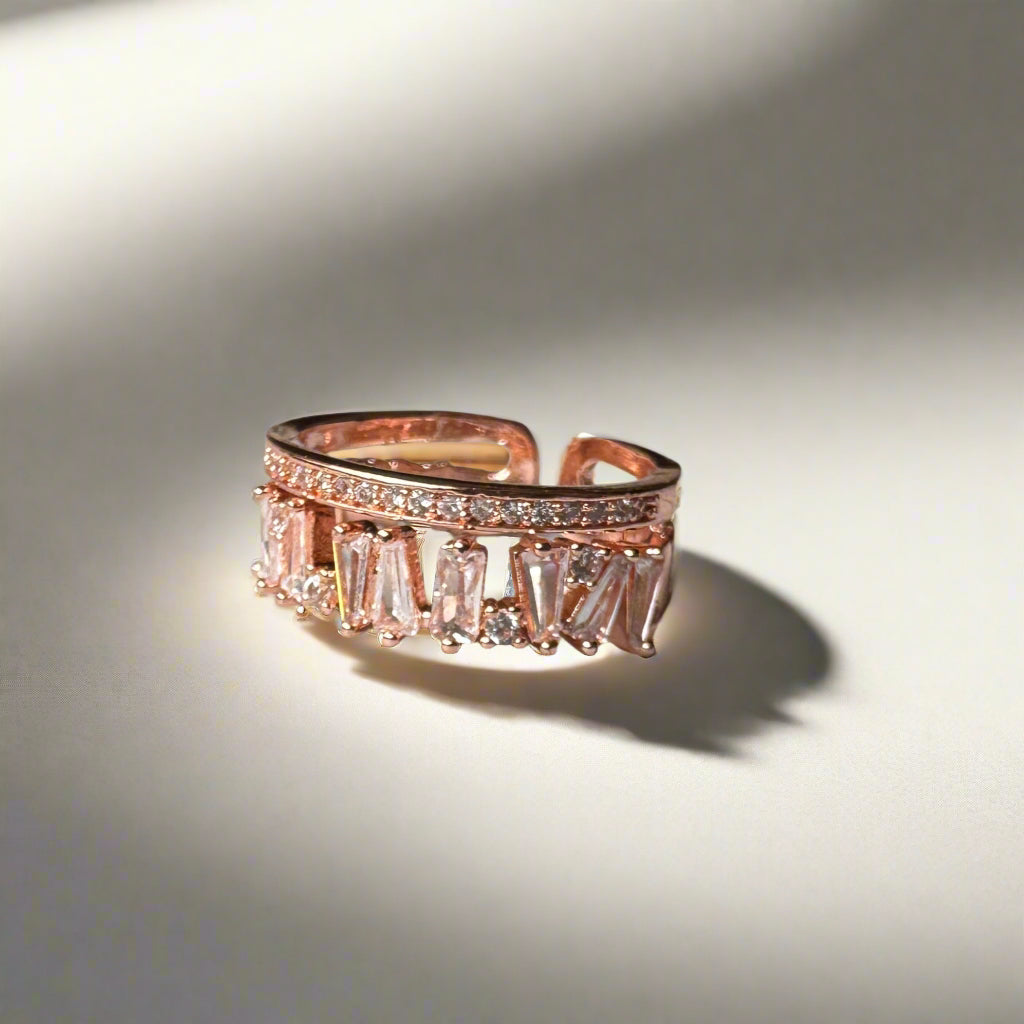 Studded Brackets Rose Gold Ring