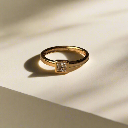 Minimal Square Stud Ring